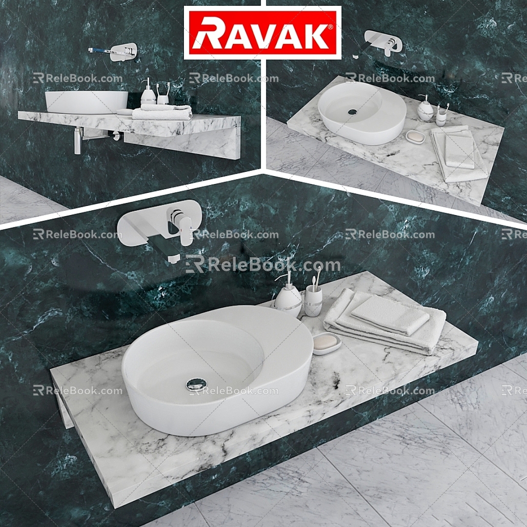 Modern Wash Basin Wash Basin Sink RAVAK Moon 3d model