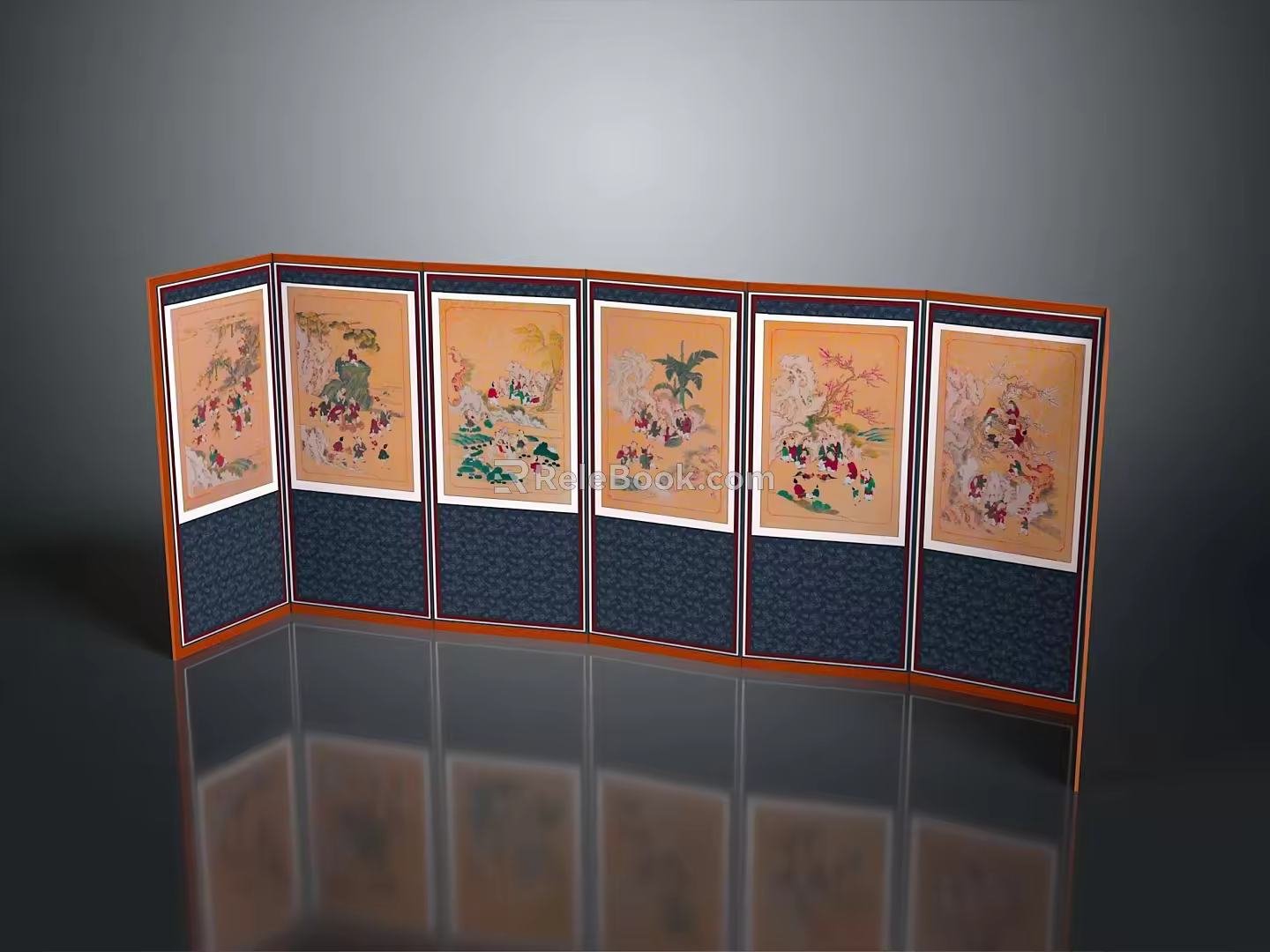 ground screen bed screen comb head screen light screen like jade screen carved screen glass screen 3d model