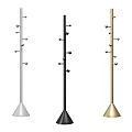 Modern Floor Standing Coat Racks in Silver Black and Gold with Multiple Hooks 3d model