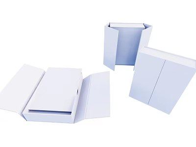 White Open and Closed Book Magazines Boxes for Storage and Packaging 3d model