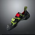 Professional Climbing Shoes With Green Red Straps And Grippy Sole For Rock Climbing