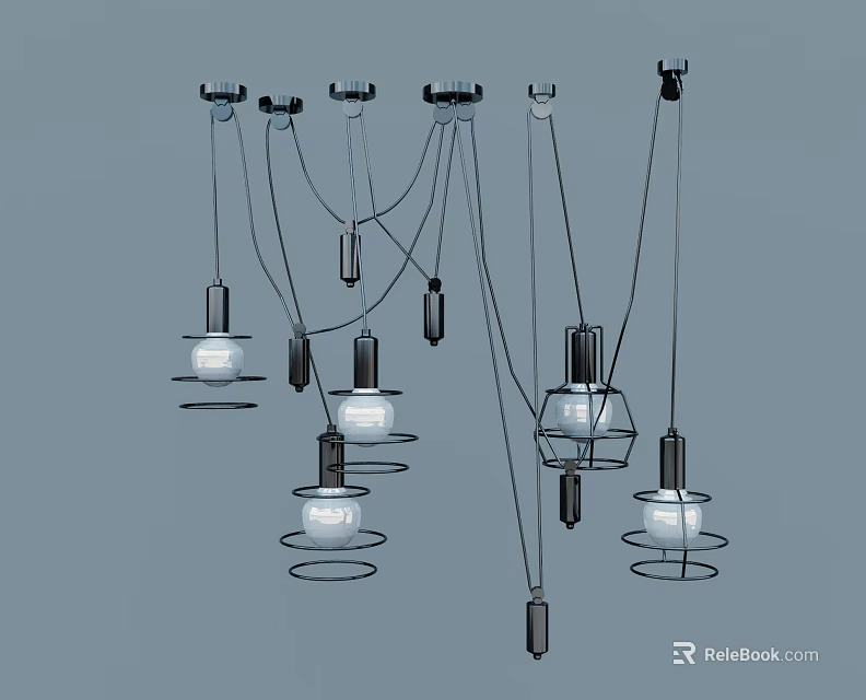 Modern Pendant Lights With Metal Frames And Glass Shades For Decorative Lighting 3d model 