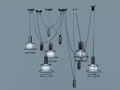 Modern Pendant Lights With Metal Frames And Glass Shades For Decorative Lighting 3d model