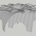 Unique Modern White Architectural Structure Featuring Curved Arches And People Around 3d model