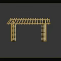 Modern Wooden Pergola Structure With Horizontal Roof Beams And Lattice Side Columns