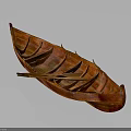 Traditional Red Wooden Water Transport Boat With Wooden Paddle And Classic Design