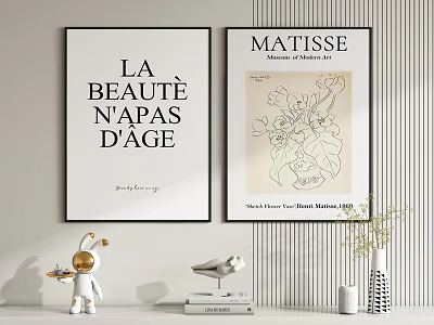 Chic Wall Art Decor With Matisse Print And Small Decorative Objects 3d model