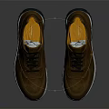 Stylish Brown Leather Sneakers with Black Laces White Sole and Orange Lining