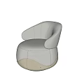 Modern Beige Single Sofa With Curved Armrest Backrest And Rounded Design 3d model