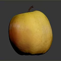 Juicy Fresh Ripe Yellow Apple With Shiny Surface On Gray Background
