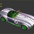 Classic Blue Convertible Racing Car With White Stripes And Number 7