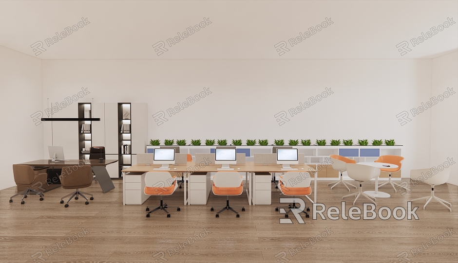 Modern Public Office Area Public Area Office Staff Desk Reception Desk and Chair Negotiation Room Boss Office Desk Cabinet Manager Desk Combination model