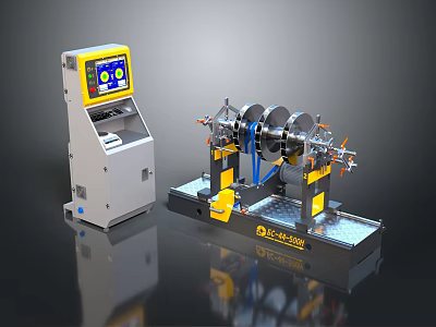 ROTADOS Mechanical Equipment With Control Console Display Screen And Yellow Components 3d model