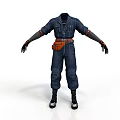 3D Worker Model Wearing Dark Blue Work Uniform With Brown Tool Belt And Black Boots