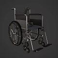 Standard Manual Wheelchair With Black Seat And Silver Metal Frame Structure