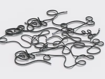 Black Tangled Household Cables Coiled In Messy Pile For Daily Use 3d model