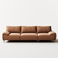 Modern Three-seat Sofa Technology Flannel Multi-person Sofa 3d model