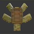 Pixel Art Reptile Turtle Character With Block Design And Yellow Shell