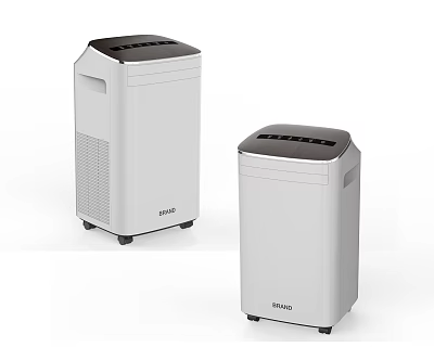 Two White BAKON Dehumidifiers With Modern Design Compact Size And Wheels Home Appliances 3d model