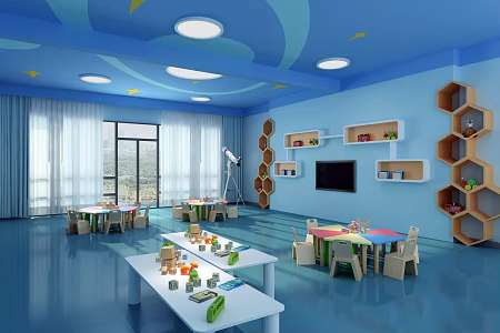 Modern Kindergarten Science Exploration Classroom 3d model