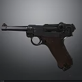 Vintage Military Pistol with Wooden Grip and Metal Body on Dark Background