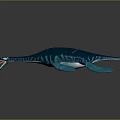 Blue Plesiosaur Aquatic Reptile Model With Long Neck Open Mouth And Stripes
