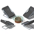 Four Outdoor Lounge Chairs With Metal Frame And Round Table Setup