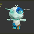 Cute White Blue Orange Cartoon Creature With Big Eyes And Open Arms