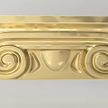 Golden Classical Column Capital With Intricate Volute Decorations And Smooth Surface Design 3d model