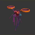 Game Movie Character With Orange Propellers Red Blue Body And Mechanical Tentacles