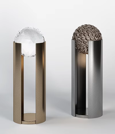 Modern Table Lamps With Gold Silver Bases And Crystal Textured Globes 3d model