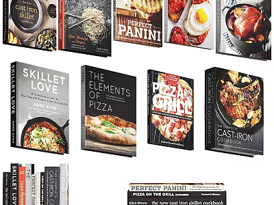 Various Delicious Food Cookbooks Featuring Pizza Skillet And Cast Iron Recipes 3d model