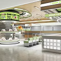 Bright Modern Dessert Shop Interior With Glass Display Cases And Smooth Counters 3d model