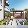 Modern courtyard landscape 3d model