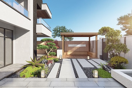 Modern courtyard landscape 3d model