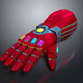 Red Mechanical Glove Featuring Detailed Vibrant Colorful Gemstones And Shiny Metallic Futuristic Design