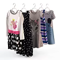 Cute Children's Clothes Hanging With Peppa Pig Cat Pattern Striped And Polka Dot Designs
