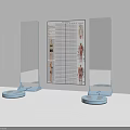 Commercial Equipment Featuring Mirrors Blue Bases Central Panel With Charts And Human Body Diagrams