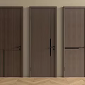 Modern Wooden Hinged Doors With Smooth Surface And Three Panel Designs 3d model