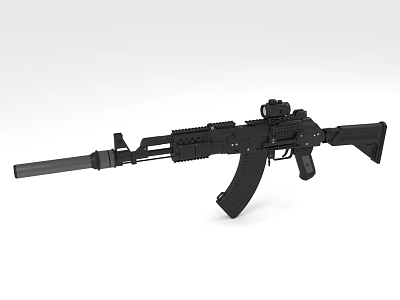 Realistic Black Assault Rifle 3D Model With Detailed Tactical Barrel And Body Design 3d model