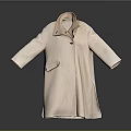 Light Pink Long Coat With Lapel Collar Single Button And Side Pocket 3d model