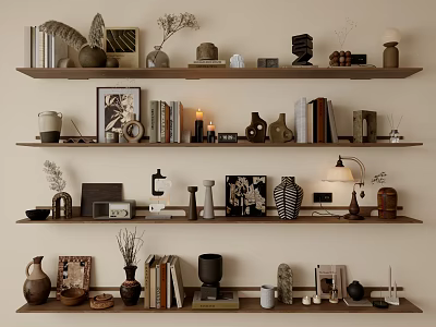 Quiet Ancient Style Jewelry Ornaments Cream Style Decoration Books Pottery Pot Table Lamp Decorative Painting Plant Candlestick 3d model