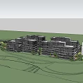 modern residential building arc multi-storey residence 3d model