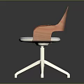 Modern Wooden Chair with Armrest Gray Seat and White Base Design