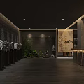 Traditional Chinese Tea House With Calligraphy Wall And Terracotta Sculpture