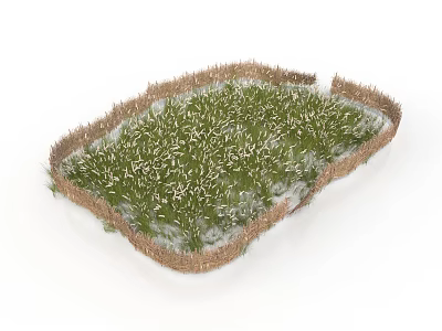 Modern Miniature Grass Scene With Brown Border And Green Turf 3d model