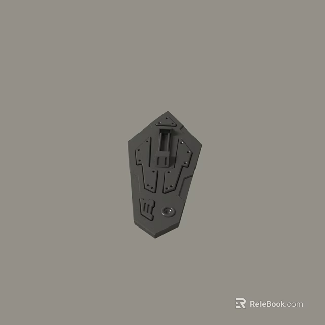 Black Geometric Mechanical Part 3D Model With Holes Grooves And Mounts 3d model 