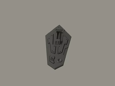 Black Geometric Mechanical Part 3D Model With Holes Grooves And Mounts 3d model