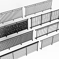 Various Metal Fence Designs Showcasing Different Patterns and Rail Structures for Outdoor Spaces 3d model
