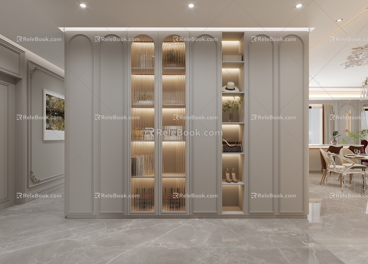 French Entry Luxury Entrance Away Cabinet 3d model